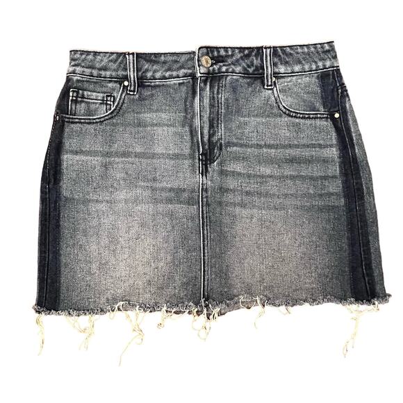 Vintage Pac Sun Blue Denim Jean Mini Skirt Distressed Cut-Off Frayed Hem Size 28 - Picture 2 of 11